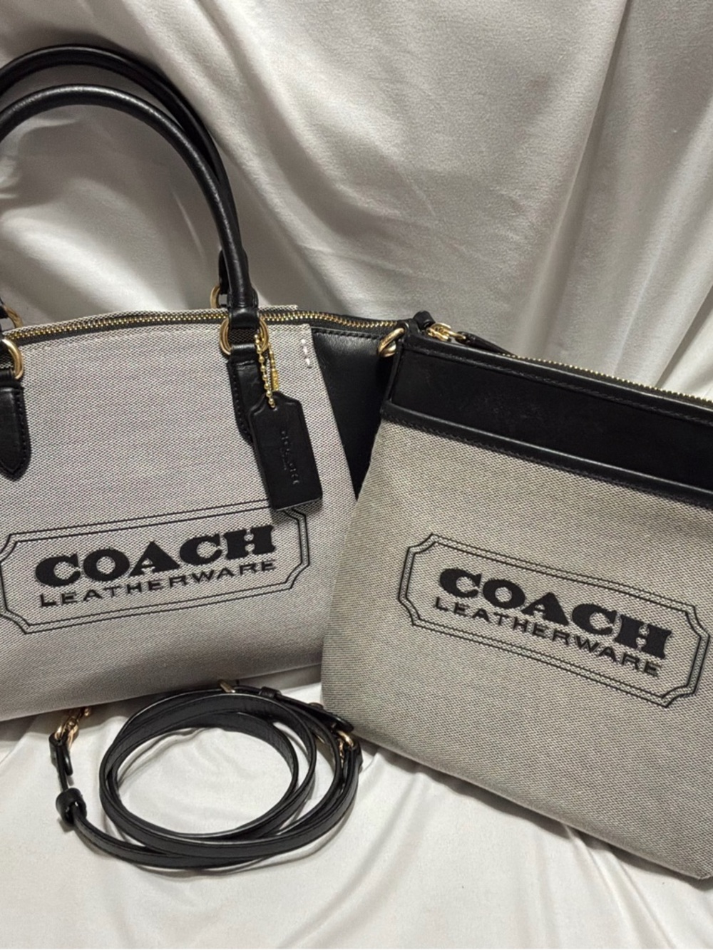 EUC Coach Elise Jacquard' Satchel & Messenger Bag, color Salt/black